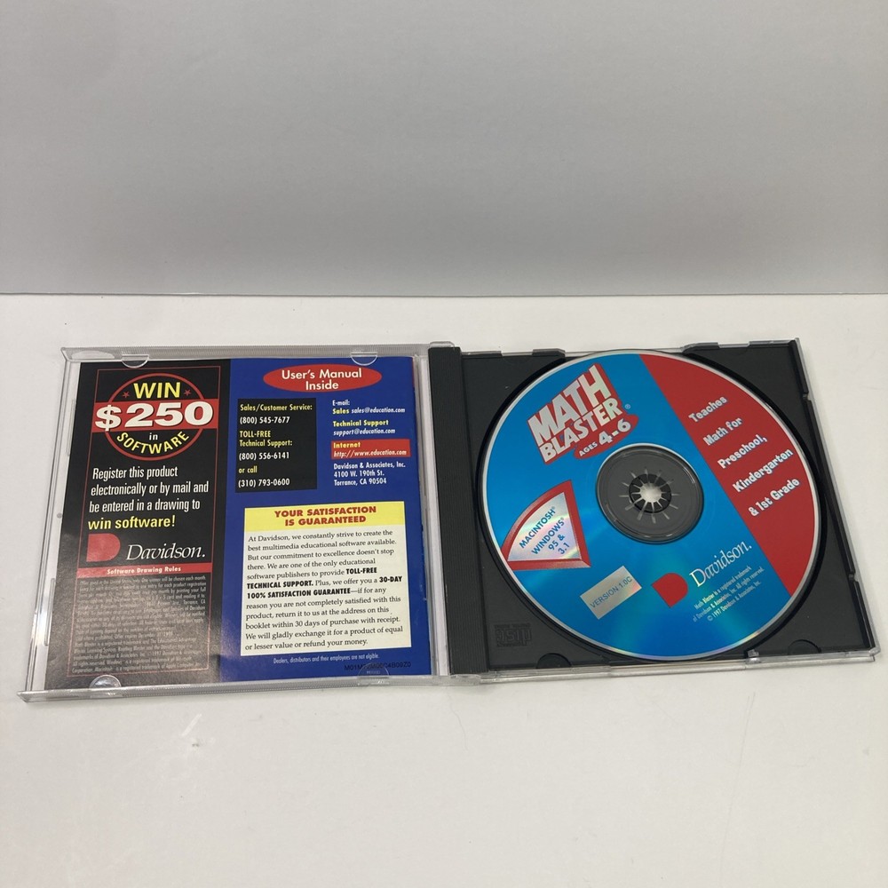 ⭐️⭐️⭐️⭐️⭐️ Davidson Math Blaster Ages 4-6 Grades PreK-1st CD-ROM WIN/MAC