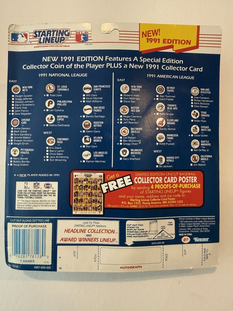 💥⚾️ 1991 TIM RAINES Chicago White Sox Starting Lineup ⚾️💥