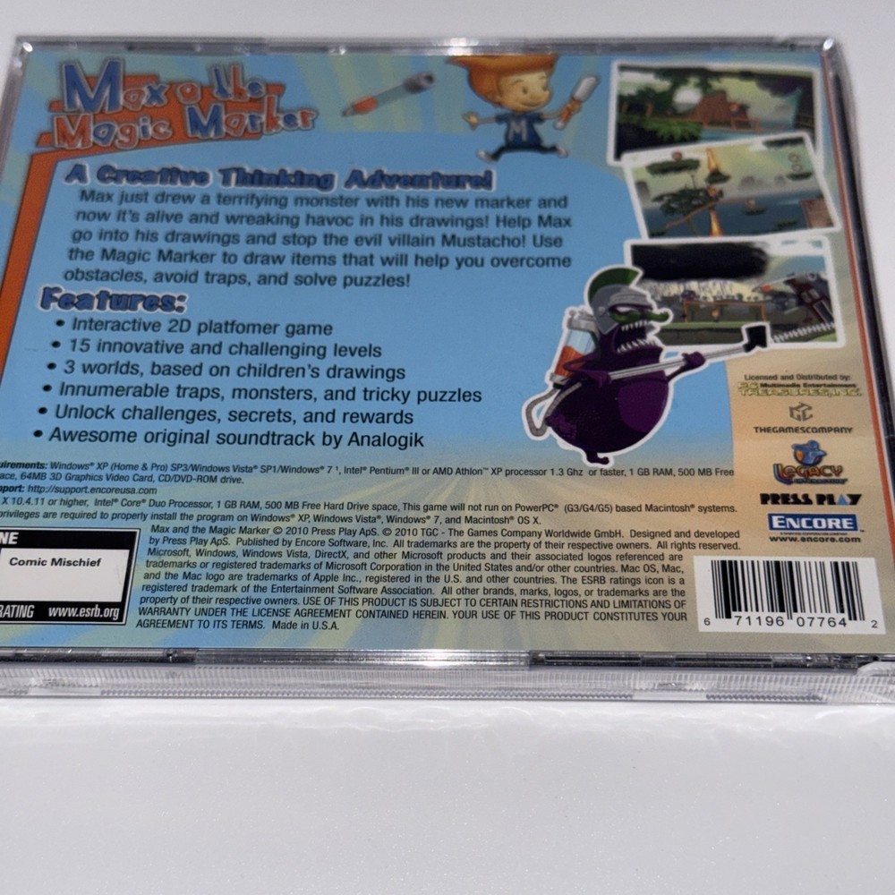 Max & the Magic Marker PC CD-Rom Windows Mac 2D Puzzle Platformer Game NIB