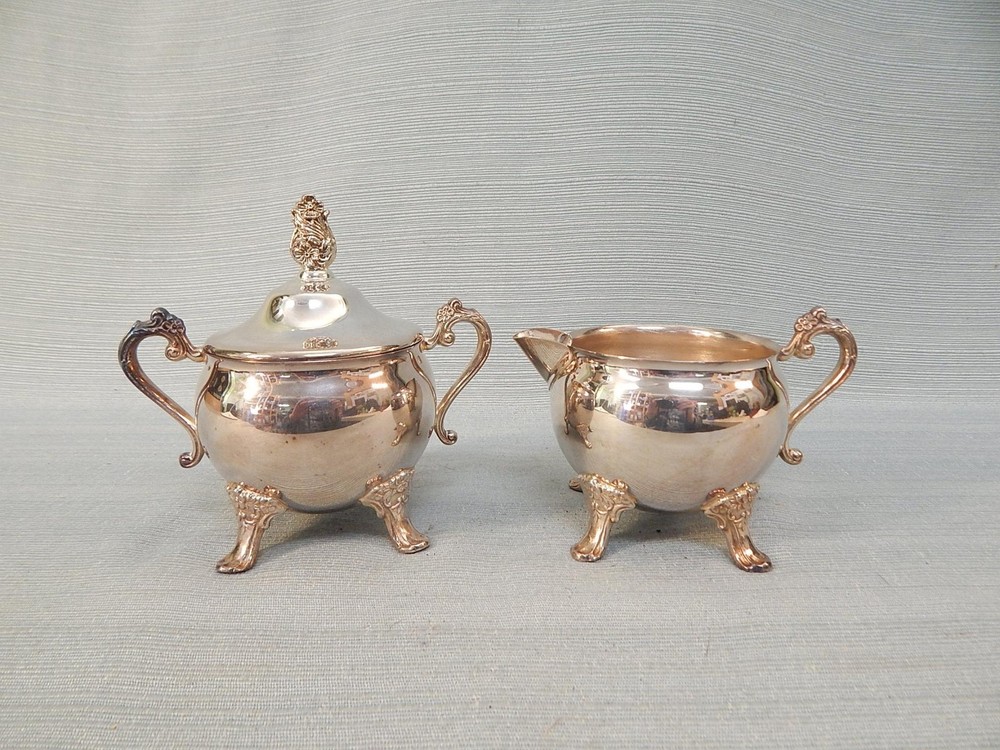 Gorham "Newport" Silver Plate Sugar and Creamer Set, Footed Excellent Condition
