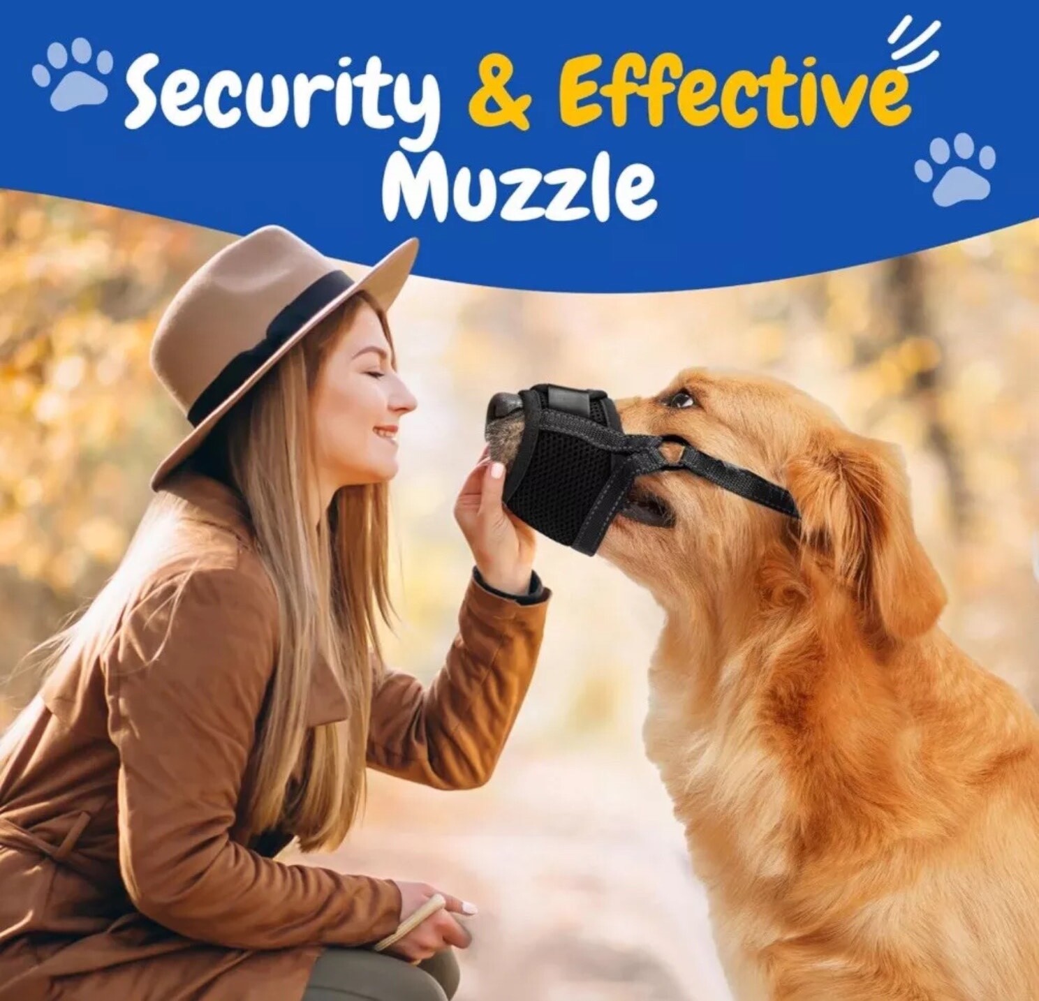 PawWares Dog Muzzle Soft Nylon Adjustable-Breathable-Drinkable | BLACK LARGE