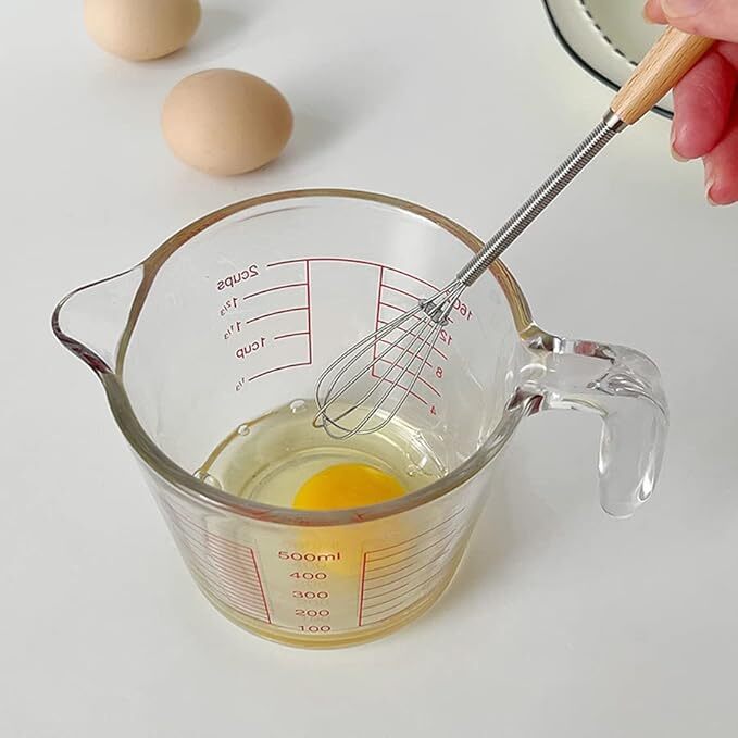 3Pcs Whisk With Solid Wood Handle Kitchen Mini Stainless Steel Egg Beater