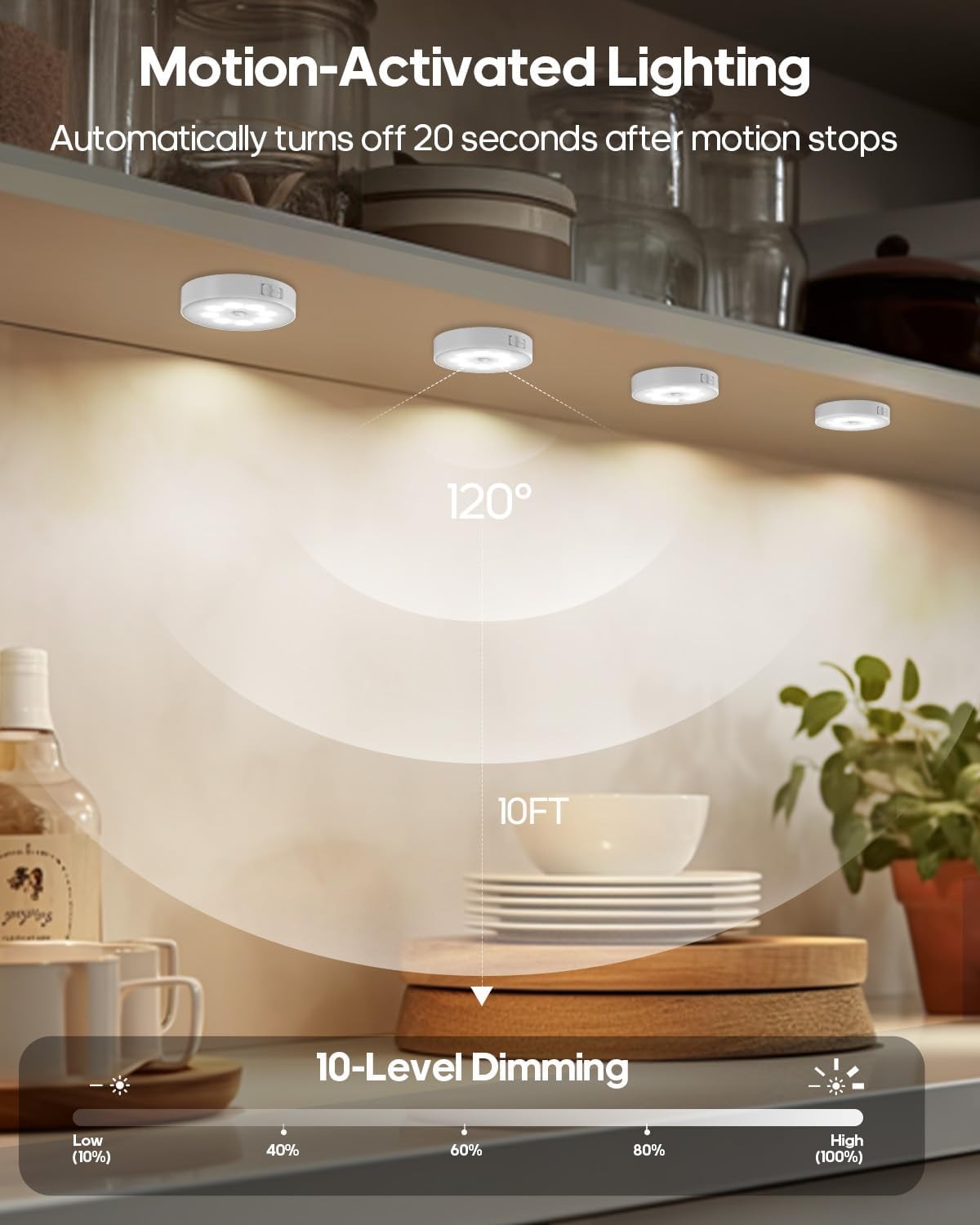 6Pcs RGB Rechargeable Puck Lights with Remote,16 Color Motion Sensor Puck Lights