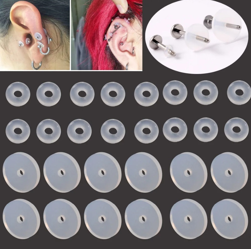 20pcs Silicone Piercing Healing Discs O-Ring Spacer Anti Irritation Set - NEW