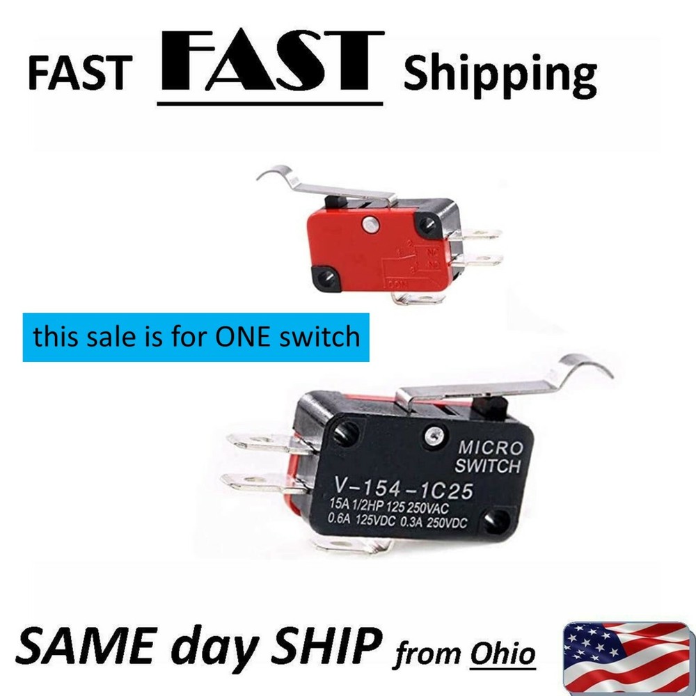 small switch with hook end - micro switch with curved end red and black