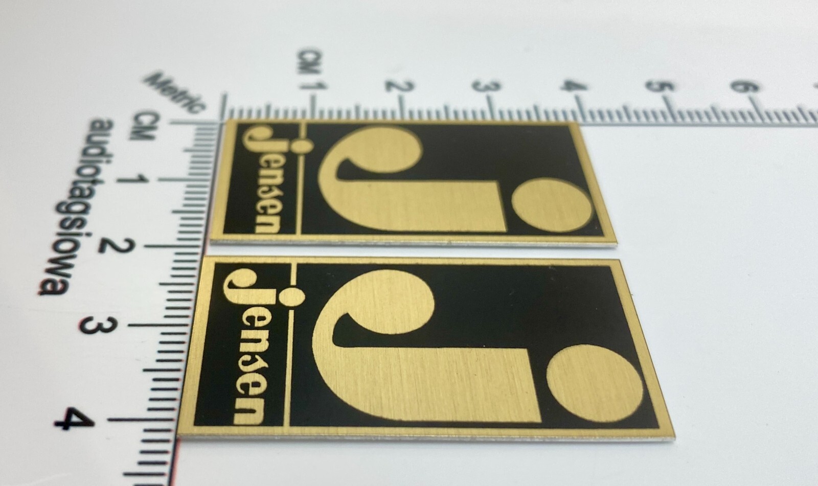 Jensen Gold Speaker Badge Logo Grill Custom Aluminum Pair Early Vintage Style