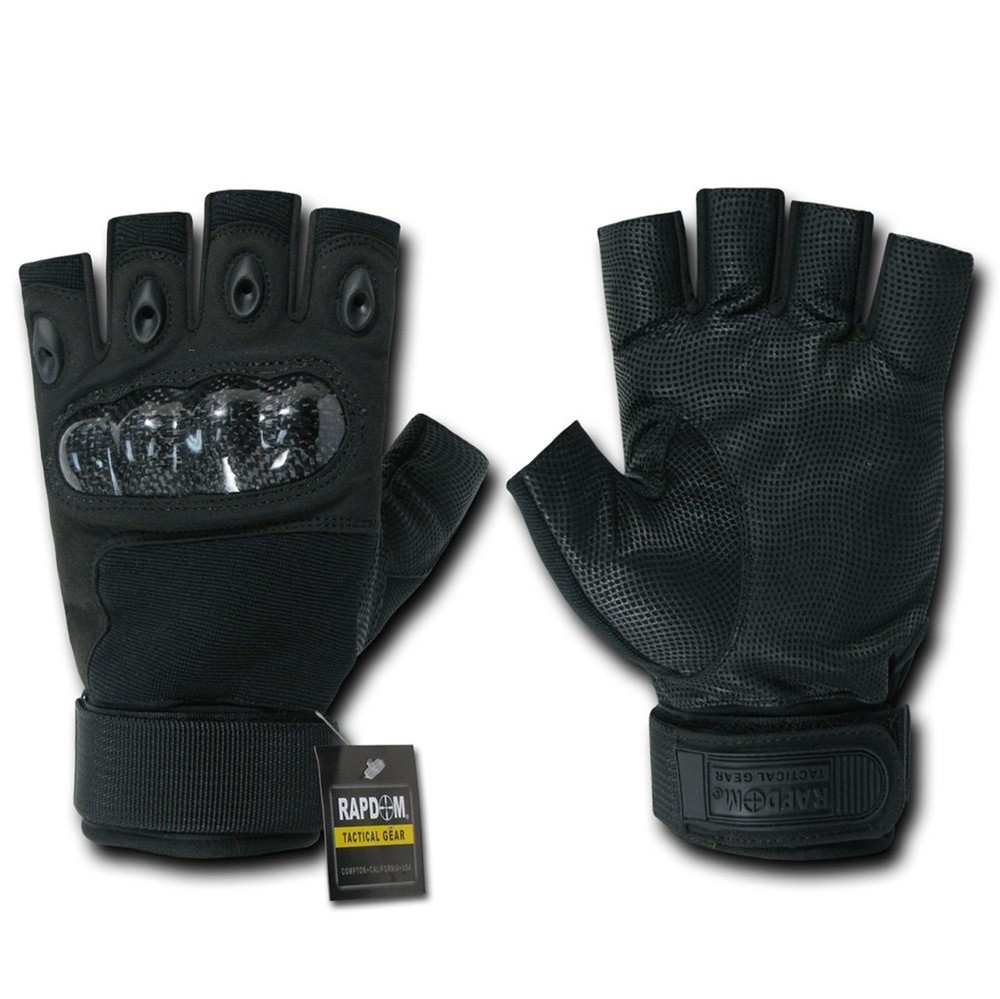 Rapdom Tactical Half Finger Knuckle Glove Medium Black