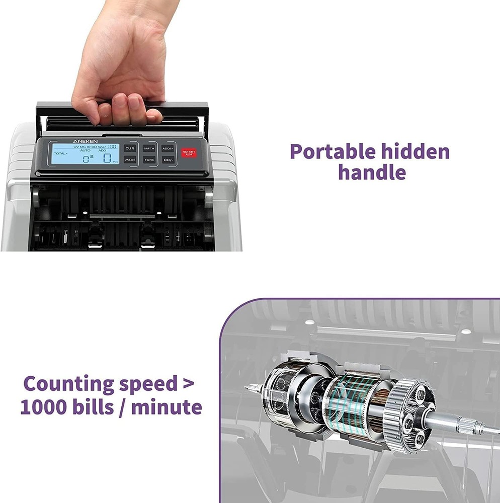 Professional Cash Counter with Multiple Detection Modes and Silent Operation