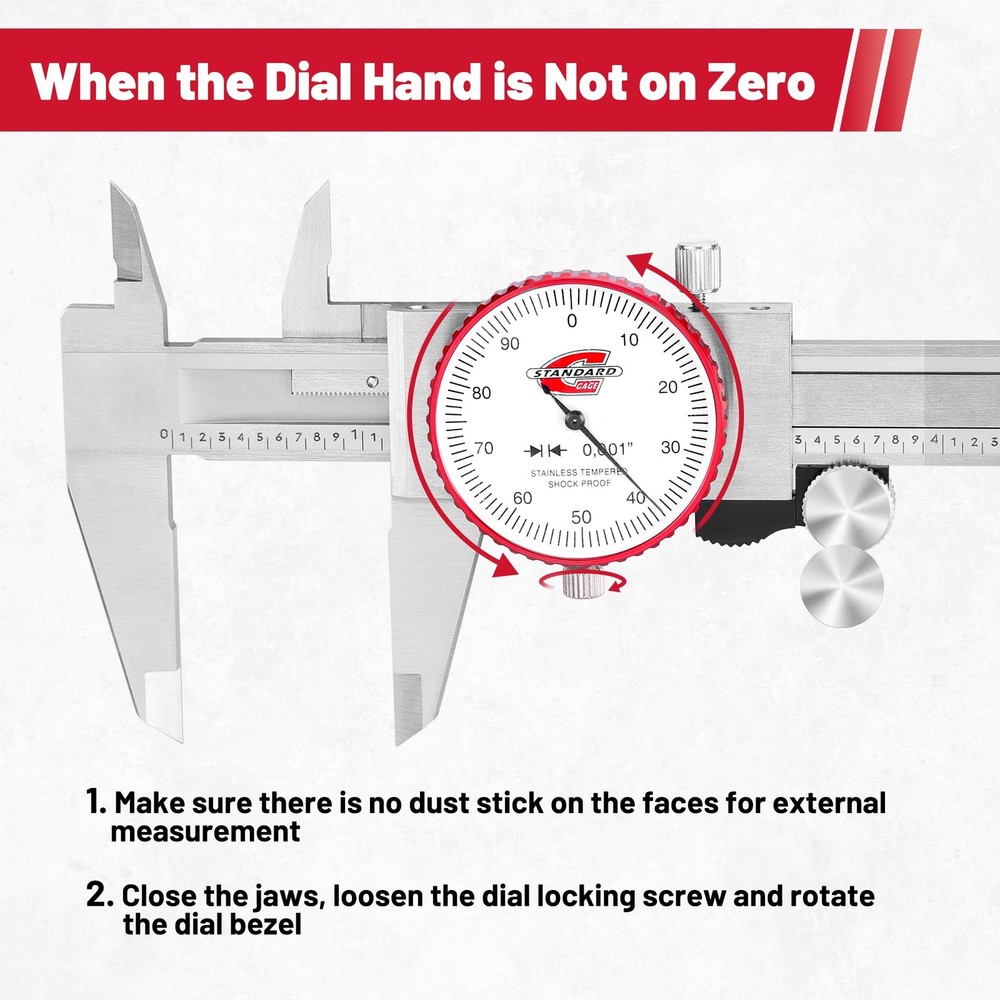 Standard Gage 0-6 Range SAE Dial Caliper Measuring Tool, Analog Precision Mic...