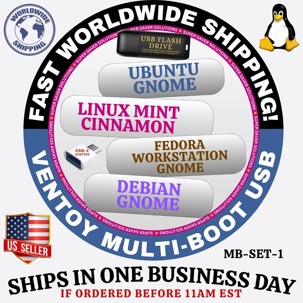 MULTI-BOOT LINUX DISTRO MASTER BUNDLE WITH 4-IN-1 USB FOR PC / VENTOY | SET#1
