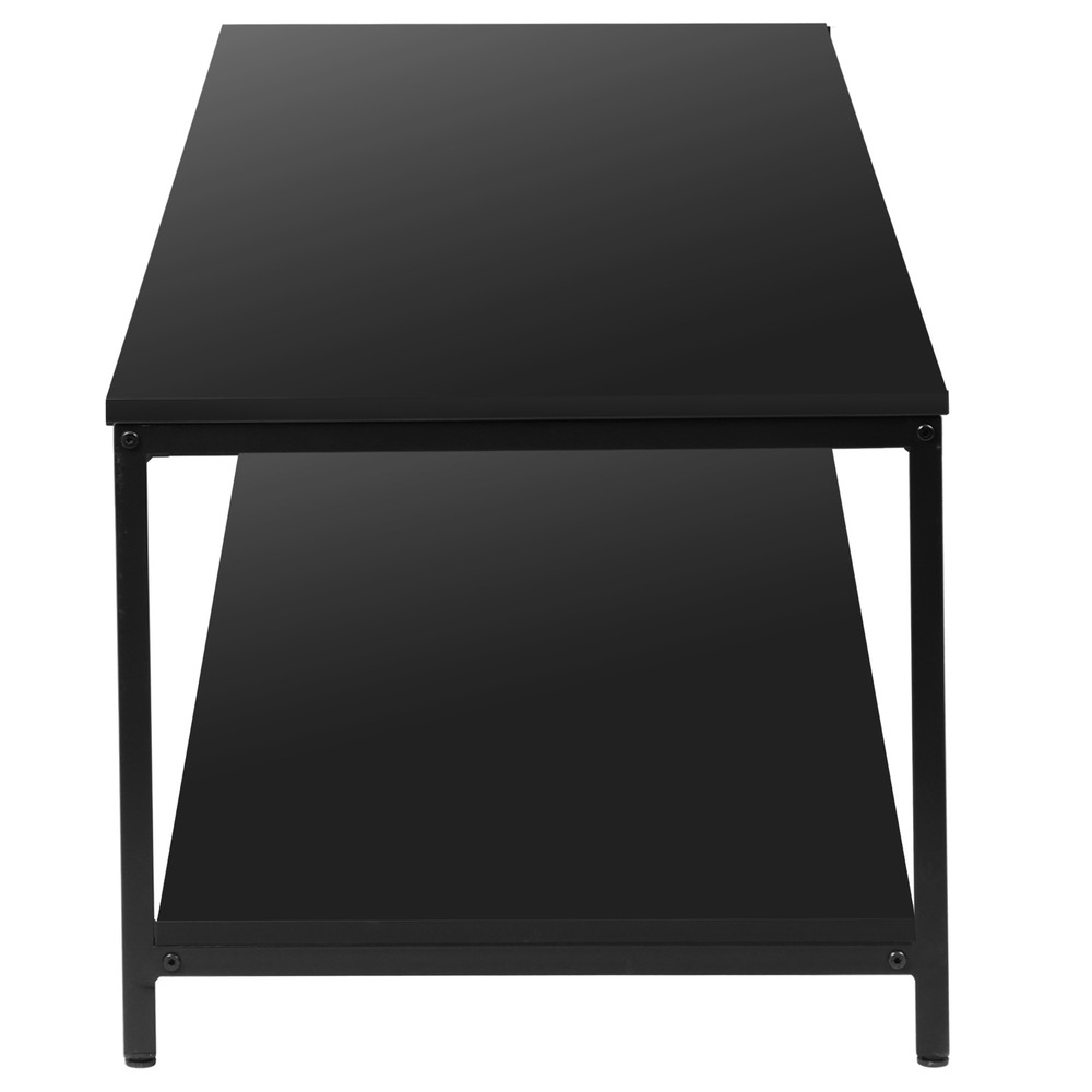 39" Rectangular Coffee Table Industrial Wood Center Table w/ Storage Shelf Black