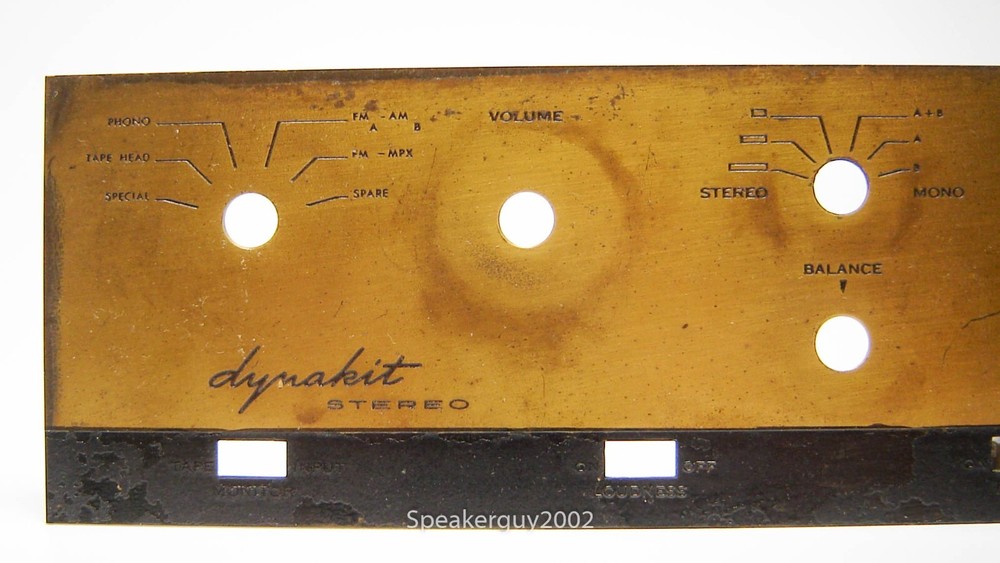 Dynaco PAS 2 Preamplifier Brass Faceplate -- KT2