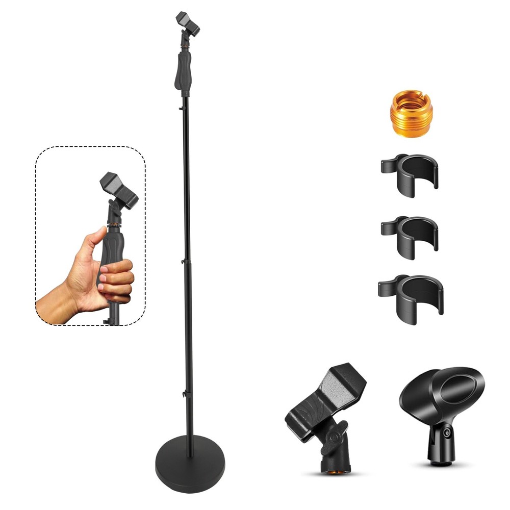 5Core Round-Base Floor Microphone Stand With Quick Release Single Hand Clutch