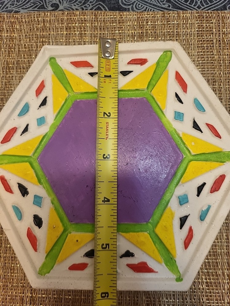 Handmade Hand Painted Coloful Hexagon Trivet
