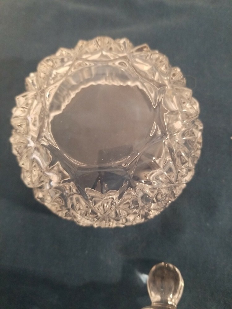 Clear Covered Candy Dish with Pressed Design