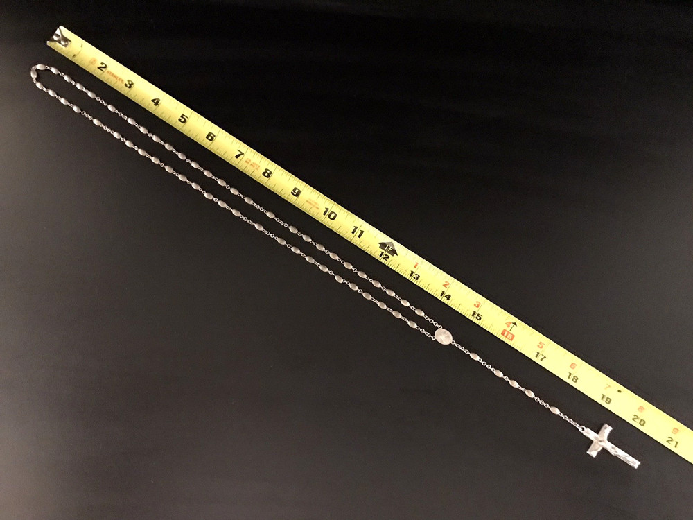 ANTIQUE ALL SOLID STERLING SILVER ROSARY by GOLDI KAPLAN - 23gm 20.5" - SWEDEN