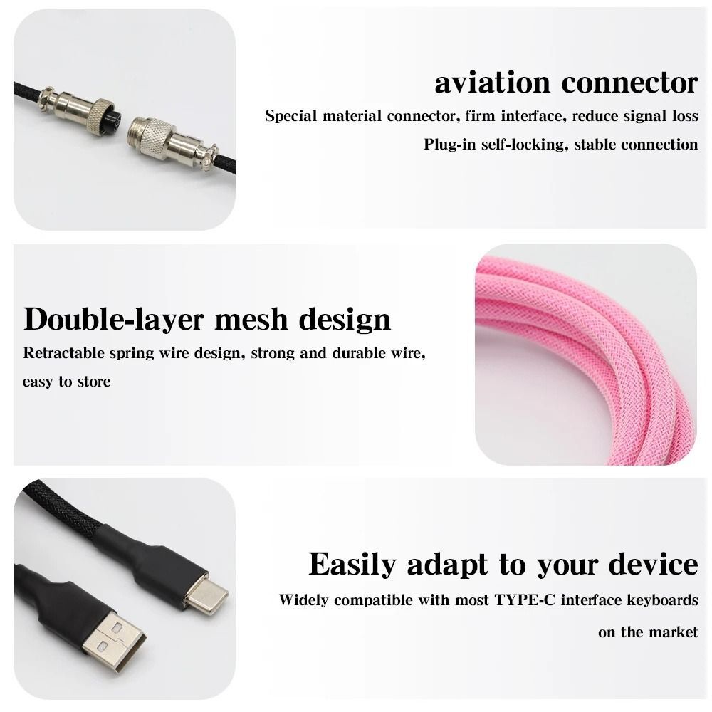 Keyboard Wire Keyboard Coiled Cable Type-C Usb Cable Mechanical Keyboard Cable