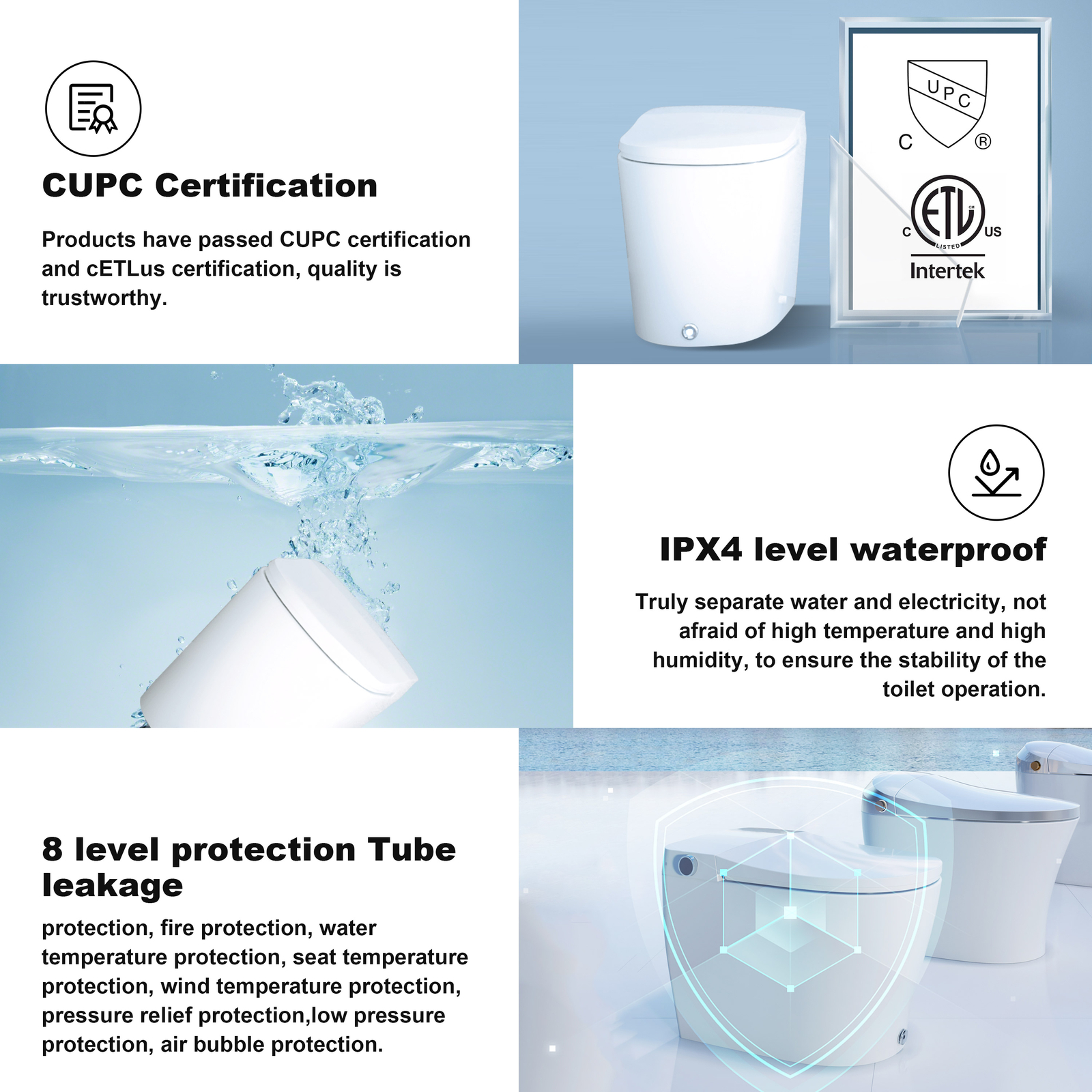 HOROW Modern Bidet Electric Smart Toilet W/ Seat, Radar Sensor, Auto Open Close