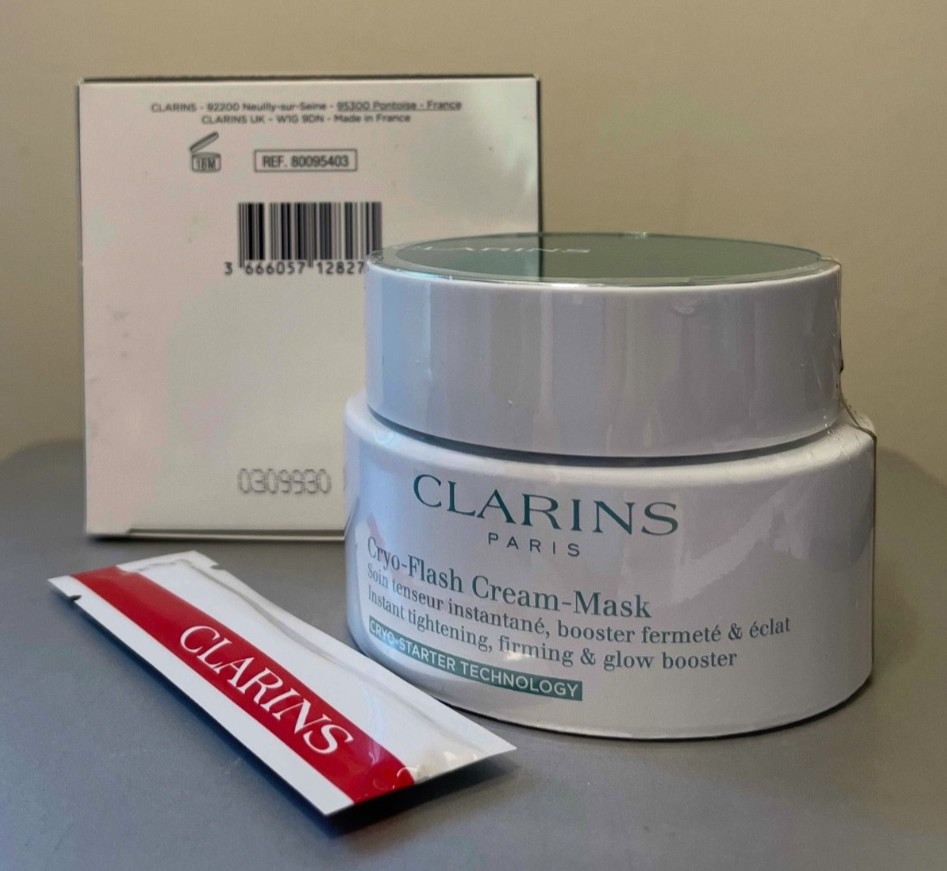 CLARINS Cryo-Flash Cream-Mask 75ml/2.5oz NIB Factory Sealed Jar w/spatula~TSTR~