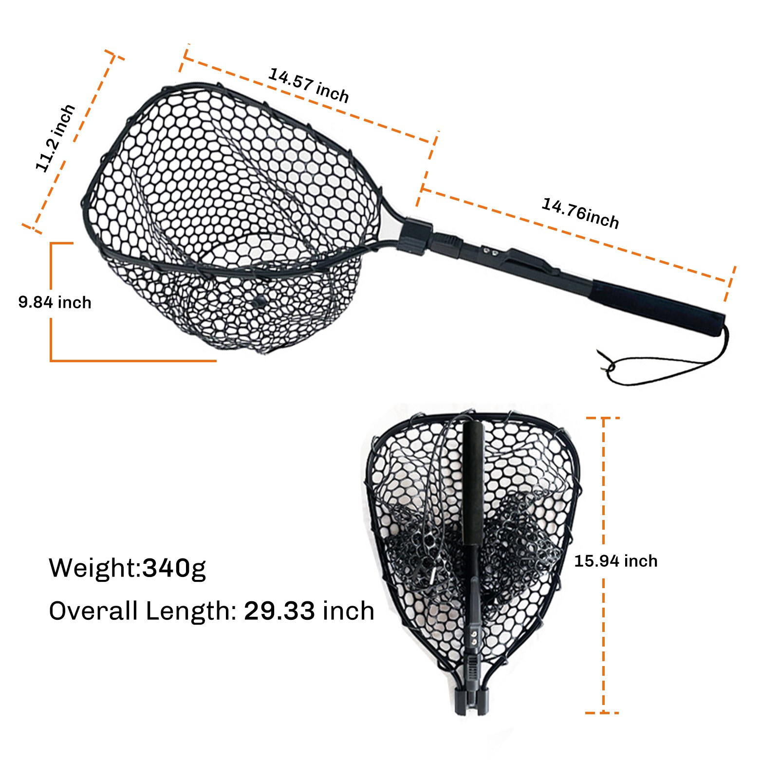 Folding Fly Fishing Landing Net Rubber Safe Catch Release Silicone Fish Nets