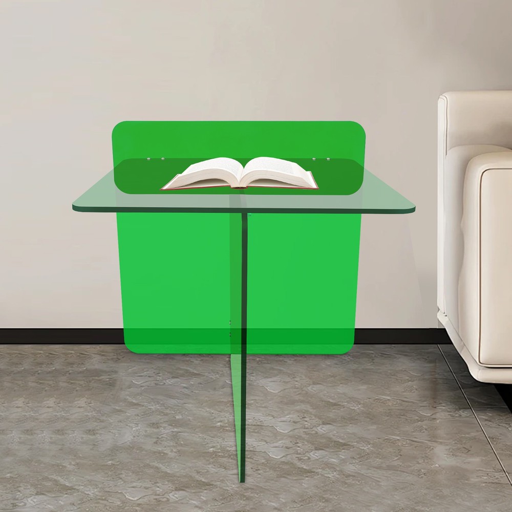 Acrylic Side Table, End Table, Free Standing Green Modern Bedside Table