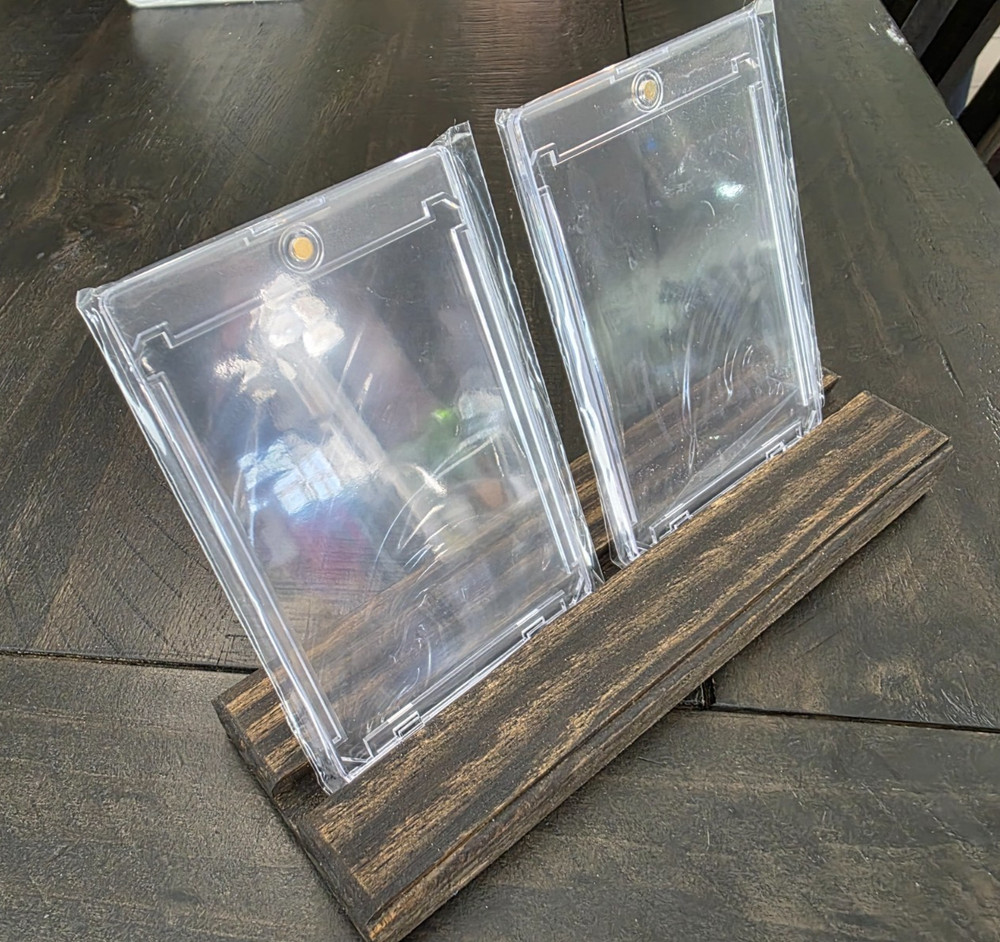 Handmade Solid Wood Trading Card Display Stand - Select Pine - Jacobean Finish