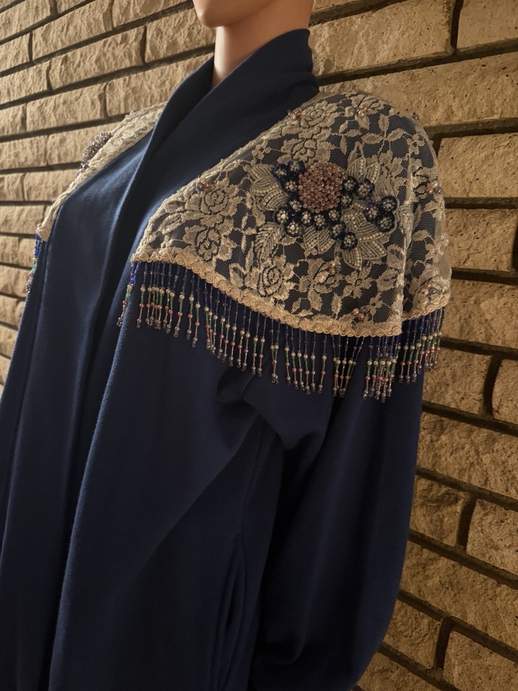 Shell Kepler Lacy Afternoon Duster L Blue Beaded Lace