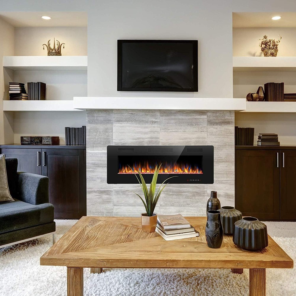 50 Inch Electric Fireplace Inserts, in-Wall Recessed & Wall Mounted,Remote&Timer