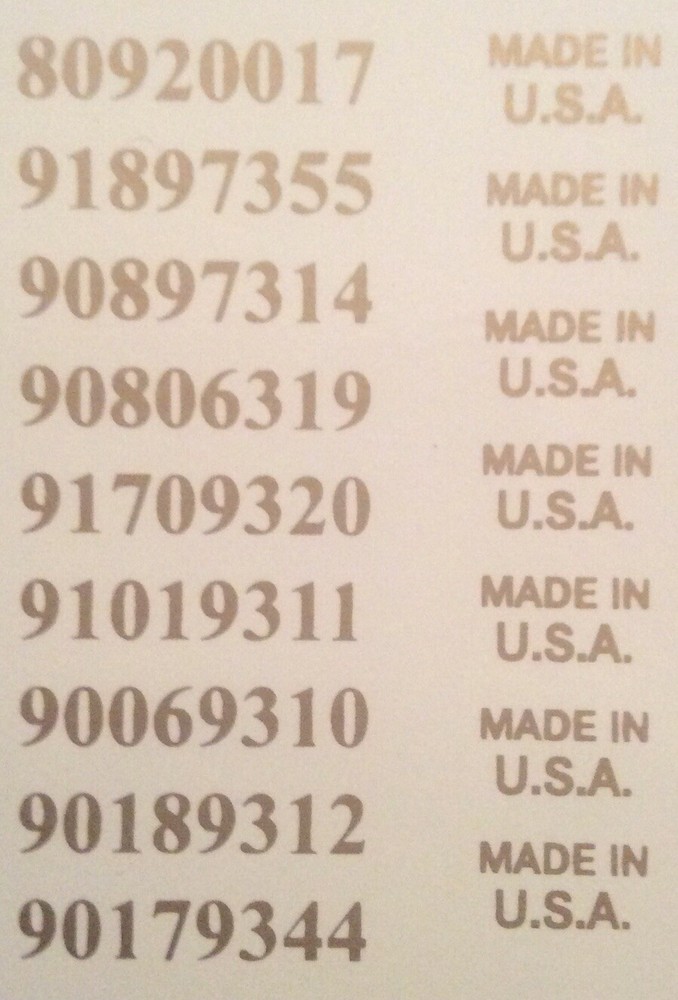 Guitar waterslide Serial Numbers