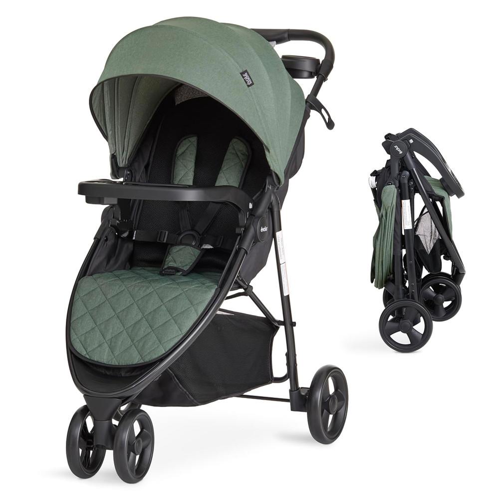 Breeze Stroller in Green, Adjustable Backrest & Canopy, Compact Fold Lightweight