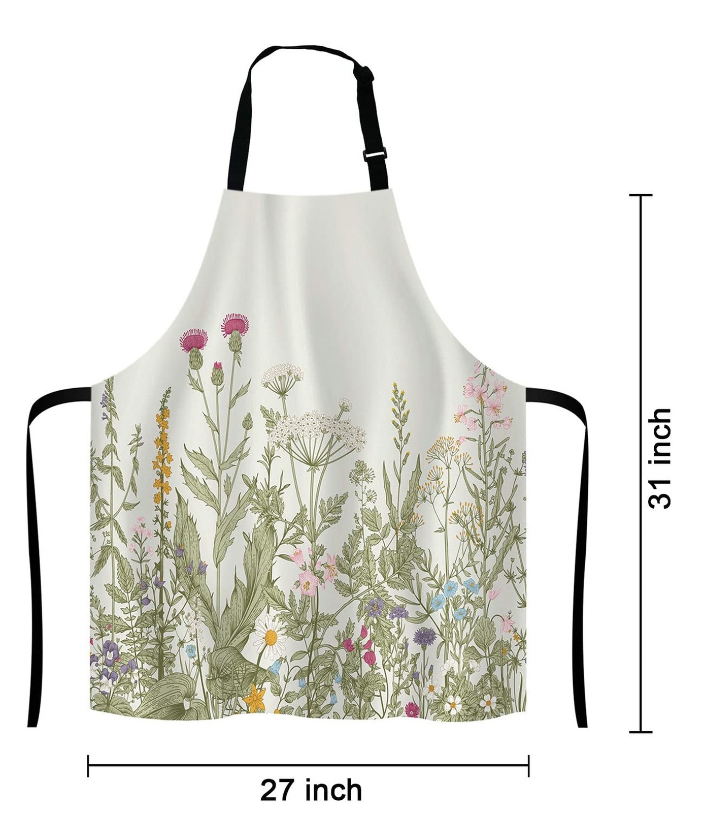 Herbs and Wild Flowers Bib Apron with Adjustable Neck for Men Women,Suitable ...