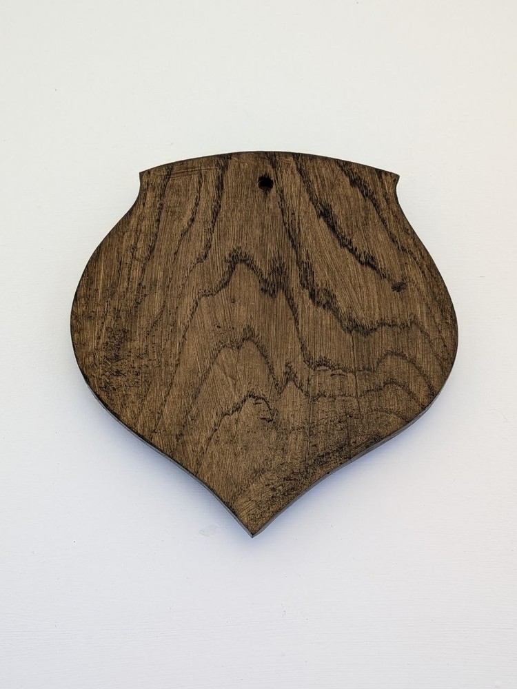 Handcrafted Solid Oak Antler Plaque - Professional Roe Deer Trophy Mount - Dark