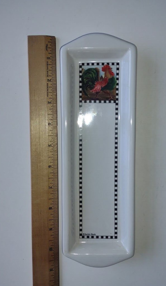 Ceramic Rooster Rectangular Bread Serving Tray Dish