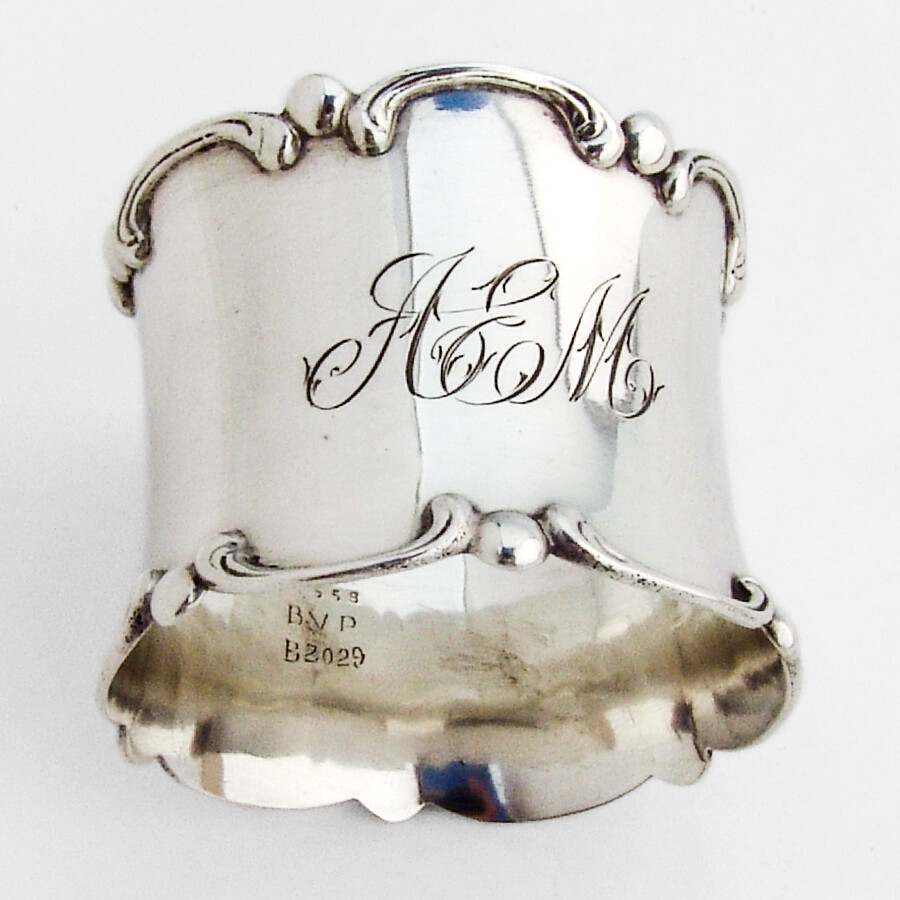 Scroll Border Napkin Ring Gorham Sterling Silver Mono AEM