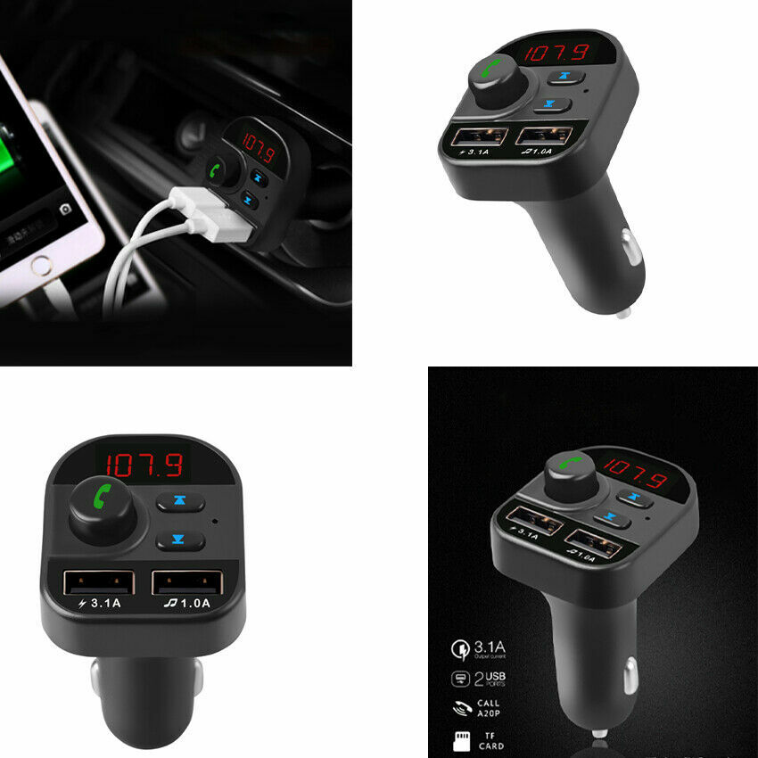 Bluetooth In-Car Wireless FM Transmitter MP3 Radio Adapter Car Kit Charge 2 USB