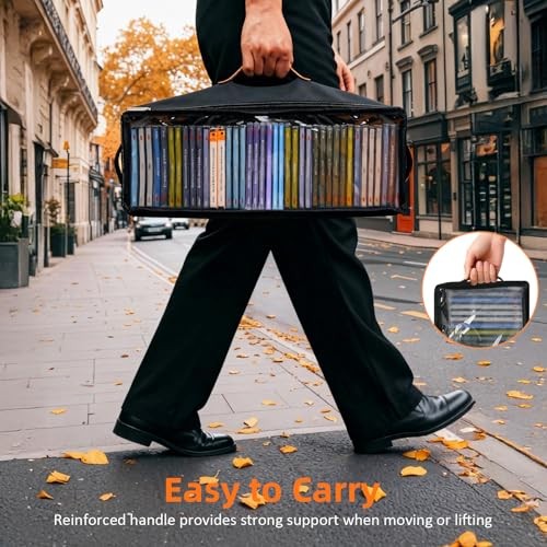 4 Pack CD Storage Box, Stackable CD Case Holder with Front Zippered Clear