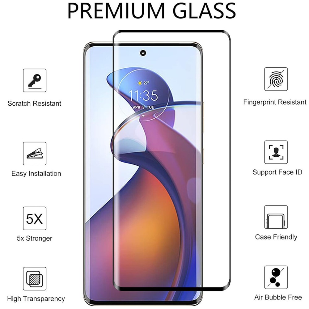 Caseswill for Motorola Edge (2024) Full Coverage Tempered Glass Screen Protector