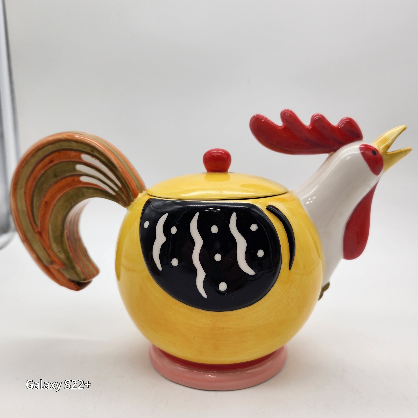 Rooster Teapot Set Creamer Sugar CM Redwine Ceramic Vintage Grannycore Cottage