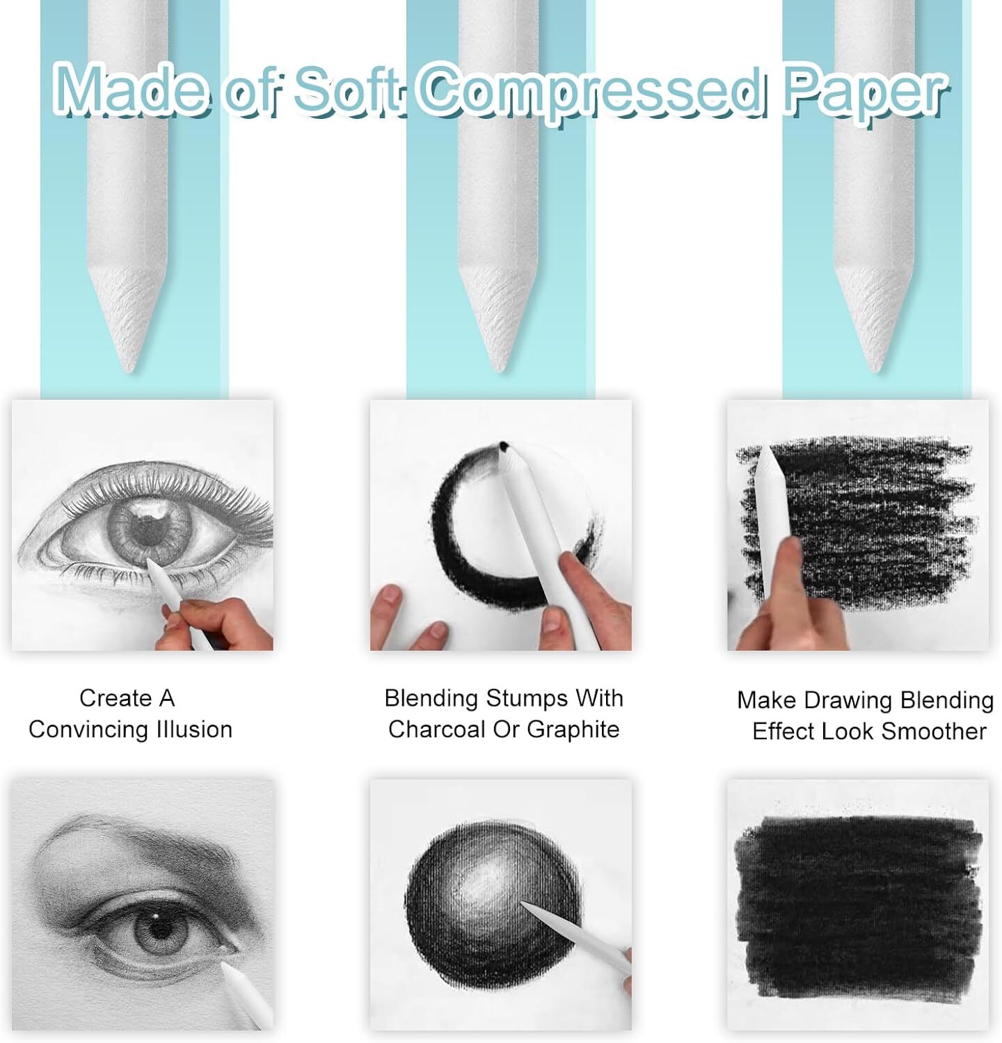 20Pcs Blending Stumps for Drawing, Tortillions Blending Sticks for Beginner Art