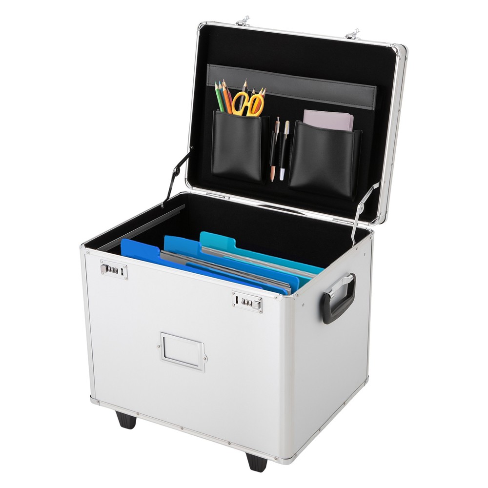 Waterproof Document Box Locking Mobile File Storage Organizer Aluminum Alloy