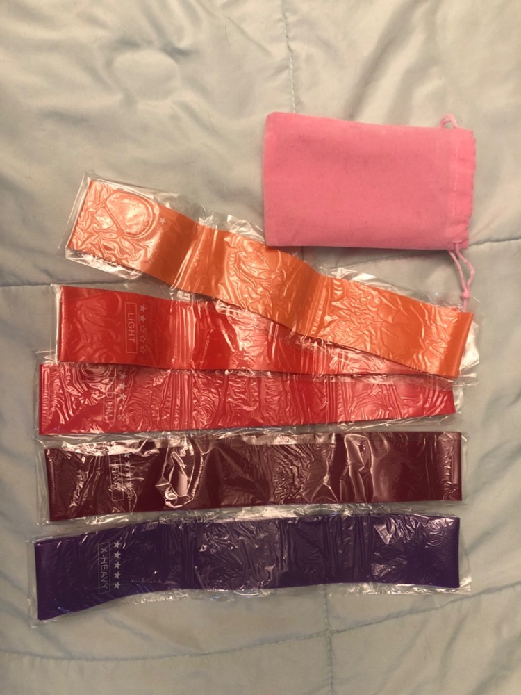 excersise reaistance bands, 5 pack, travel pouch