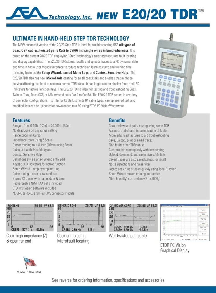 AEA E20/20N Broadcast Step TDR 20Kft 11 Selectable Ranges Micro Fault Locating