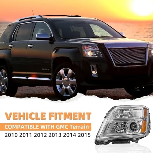 Headlight Assembly Compatible with GMC Terrain 2010 2011 2012 Pair with Bulbs