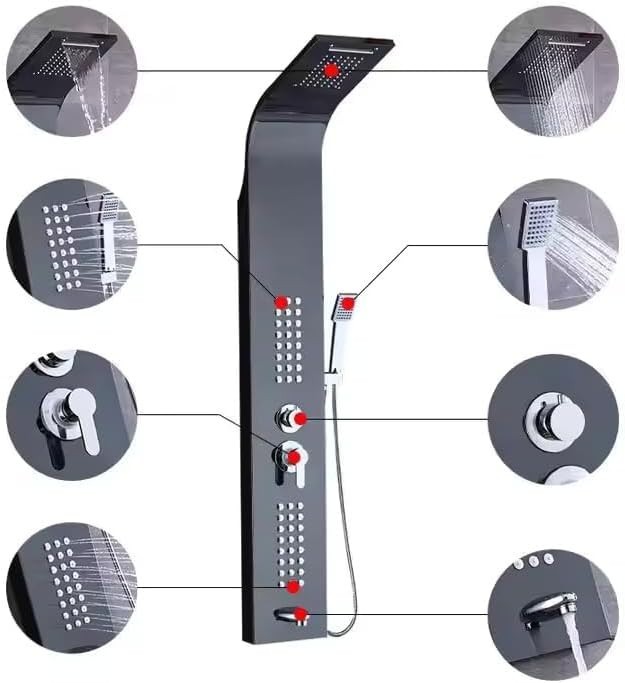 ZeeCry Shower Panel Rainfall, Body Massage Spray Handheld Shower
