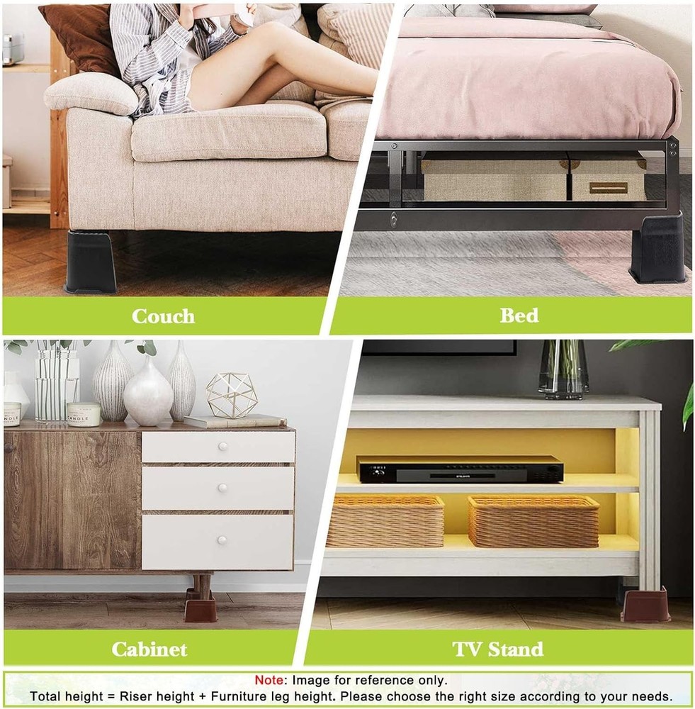 Multi-Purpose 4 Inch Bed Risers - Support Up to 6000 Lbs, Easy Installation
