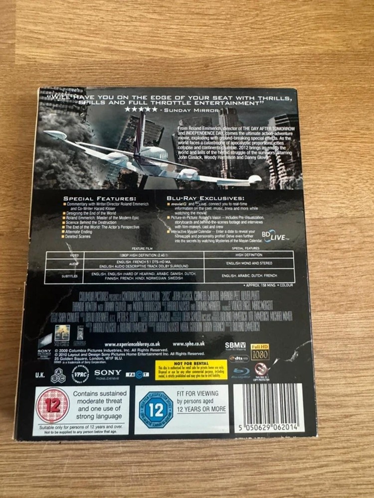 2012 Blu Ray Disc DVD