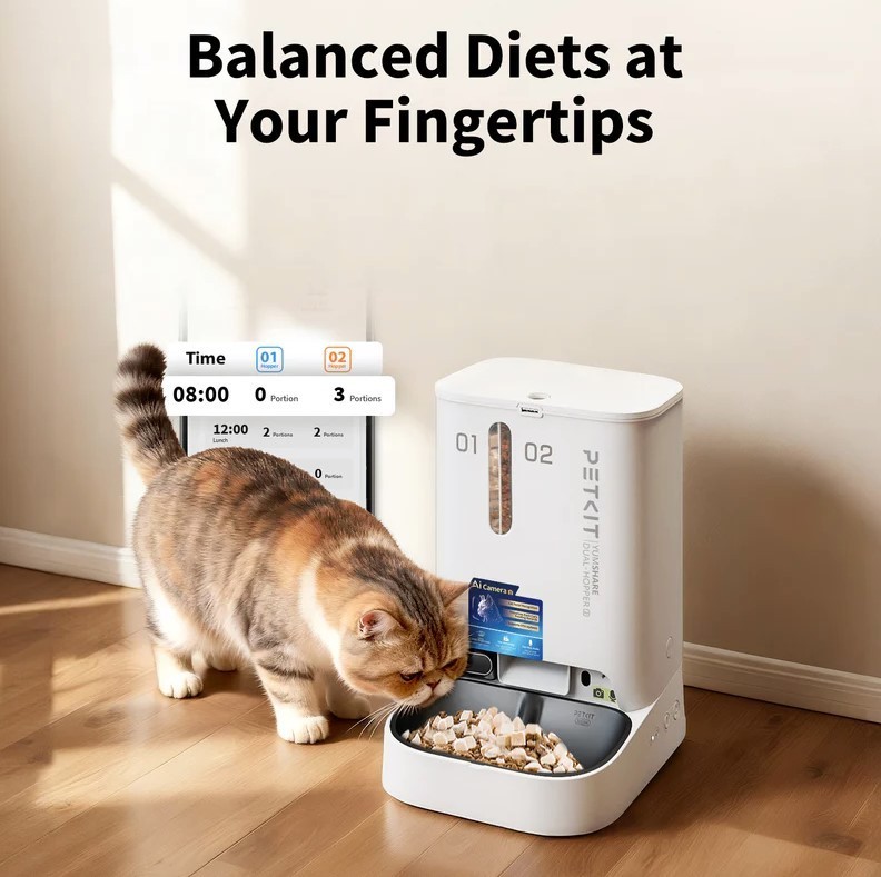 PetKit YumShare Dual-Hopper w/Camera Gen 1 Smart Pet Feeder, 5L Capacity Total