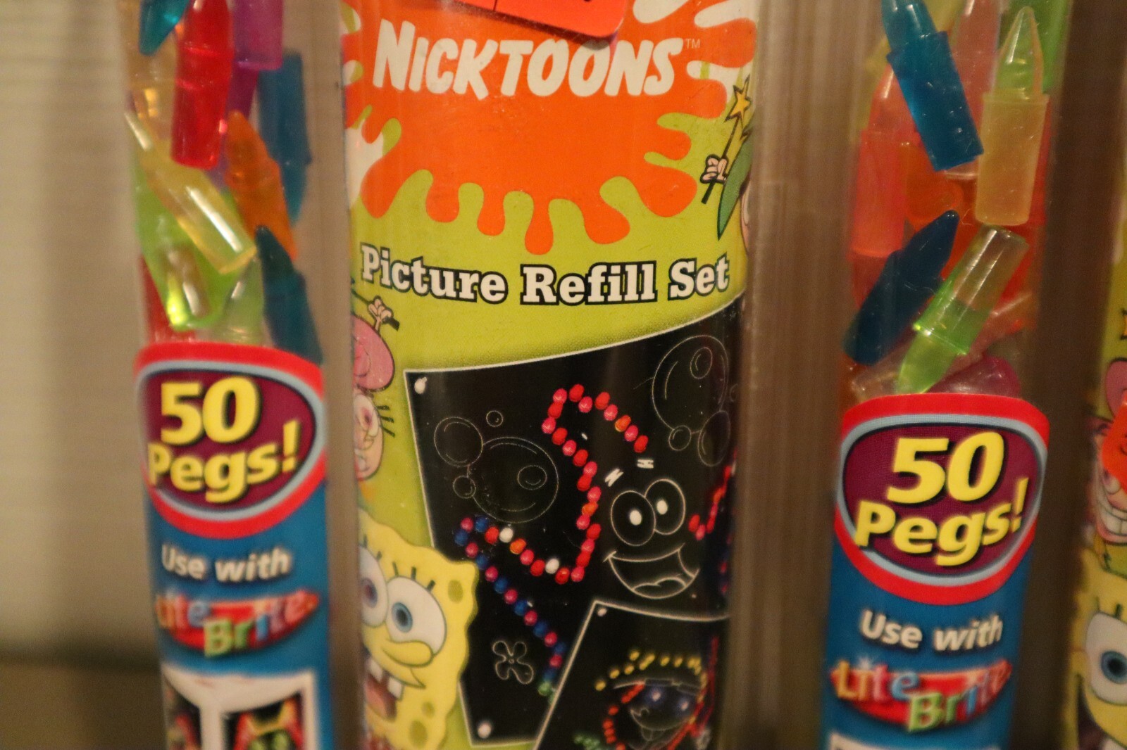 NEW 3 Lite Brite Picture Refill 50 Pegs Nicktoons Sponge Bob Cube My Little Pony