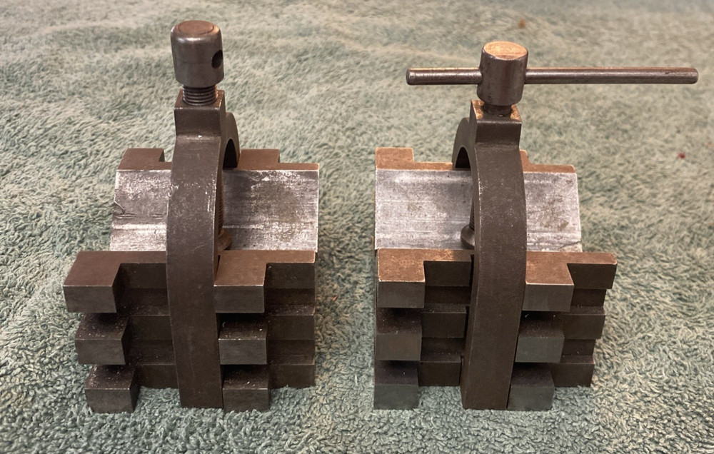 2pc Set vintage machine tooling v-block with clamp