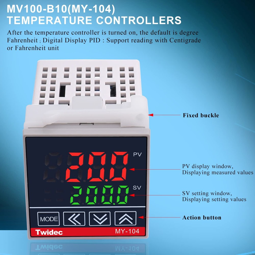 Twidec/MV100-B10 Digital Display PID Temperature Controllers 25DA, black,gray
